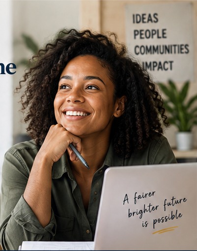 Entrepreneur at a laptop, thinking through a new venture