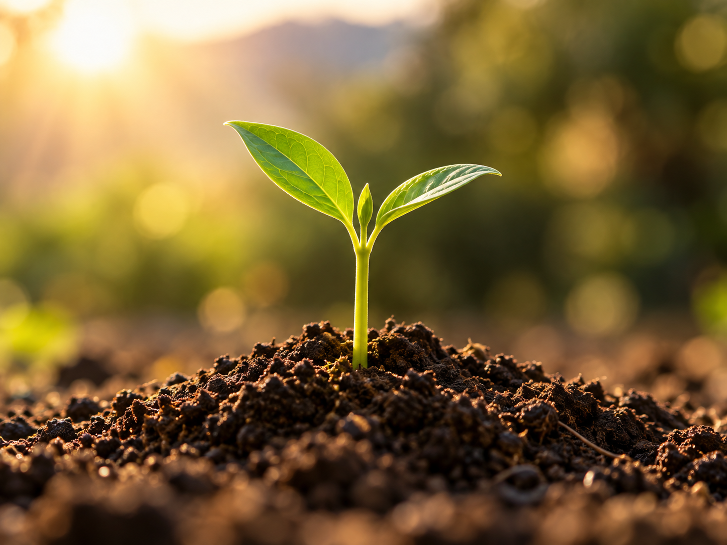 Young seedling growing in soil