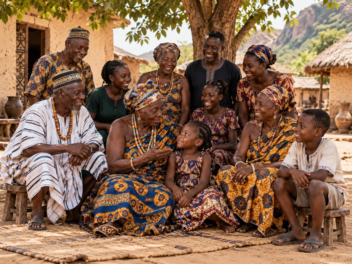A wider community group of multiple generations gathered together